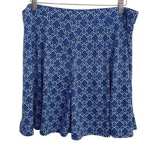 Susan Graver Women's Skirt Skort Size XL Blue Black White Stretchy Flared‎